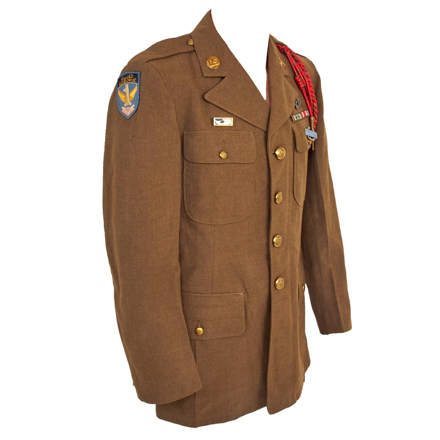 Original U.S. WWII Named 82nd Airborne , 1st Allied Airborne Class A Uniform Jacket - Pvt John W. Wachel, Wounded During Operation Market Garden