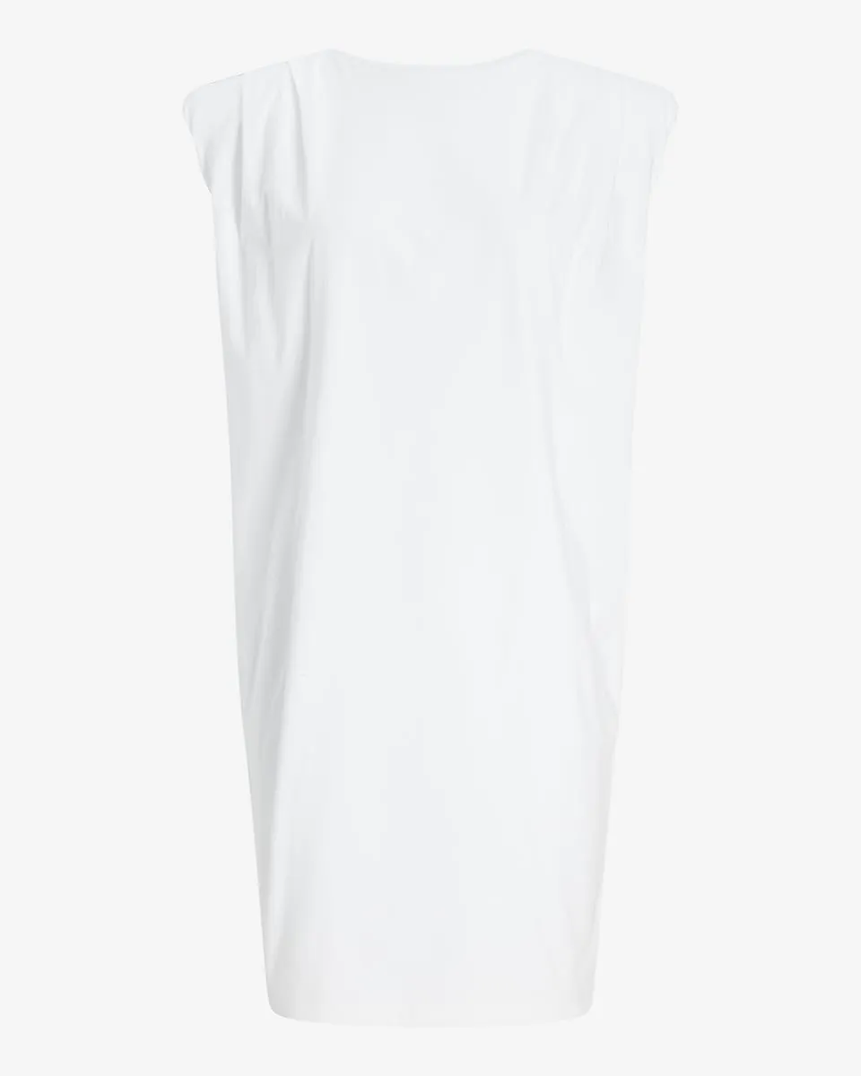 Padded Shoulder T-Shirt Dress in White