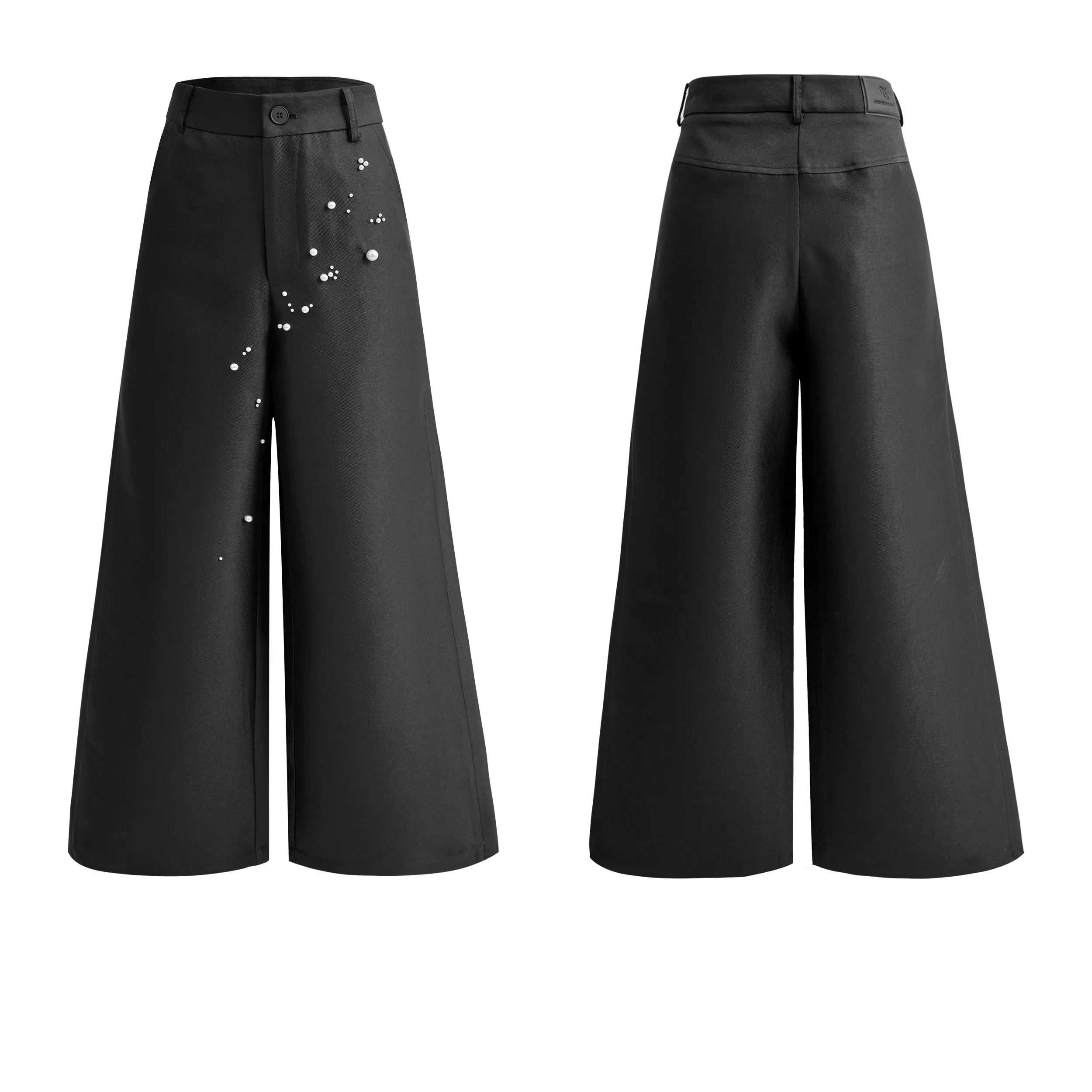 Pearl Decor Wide-Leg Casual Pants