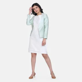 Pistachio Green Dupioni Front Open Jacket