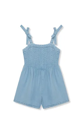 Pleated Wide Leg Linen Blend Romper | 2-6