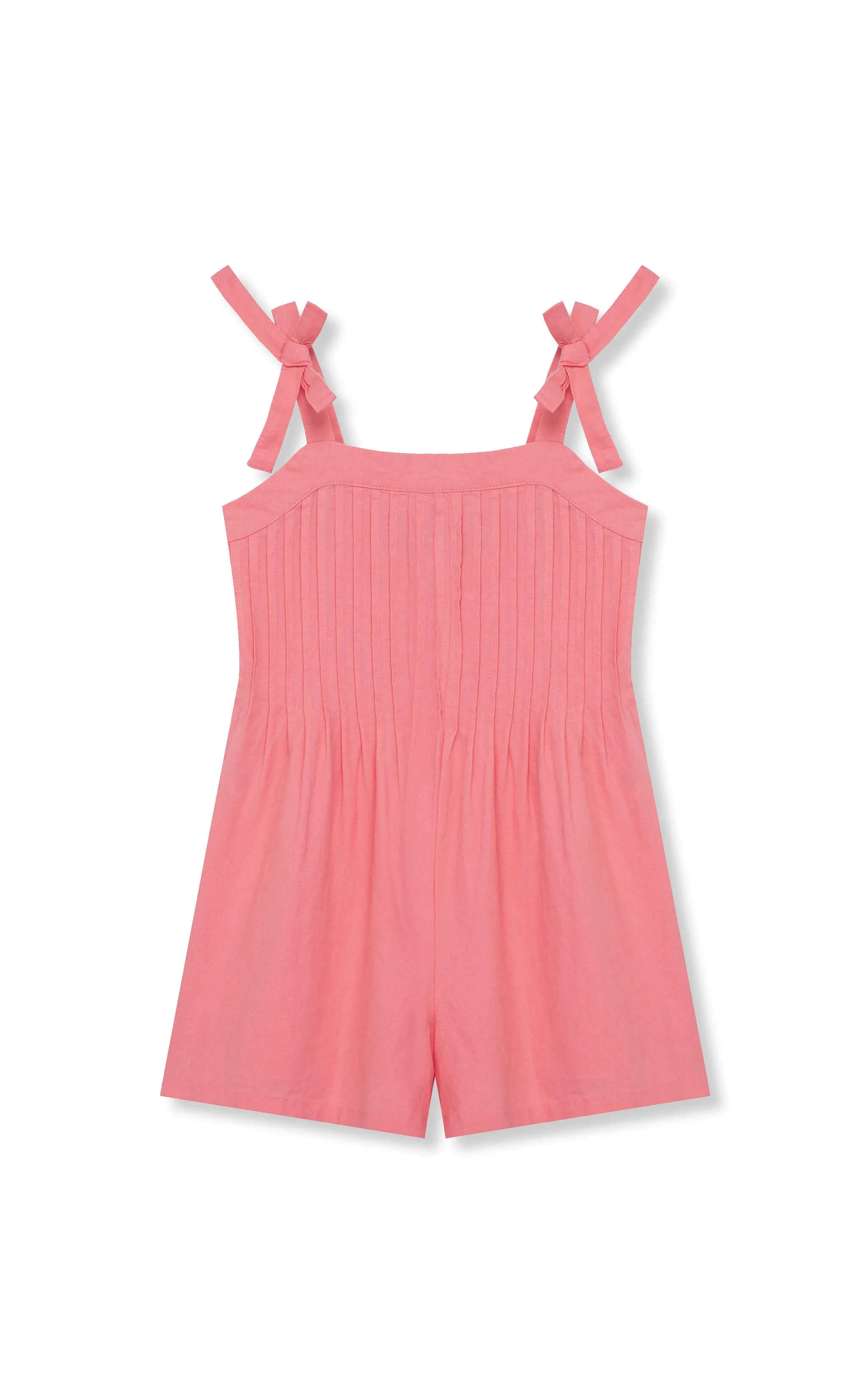 Pleated Wide Leg Linen Blend Romper | 2-6