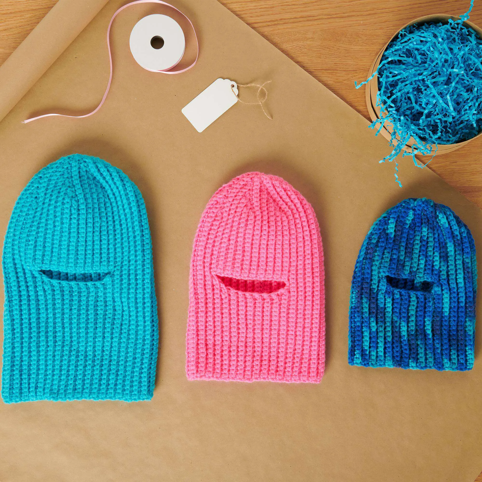 Red Heart Crochet Ribbed Balaclavas For All
