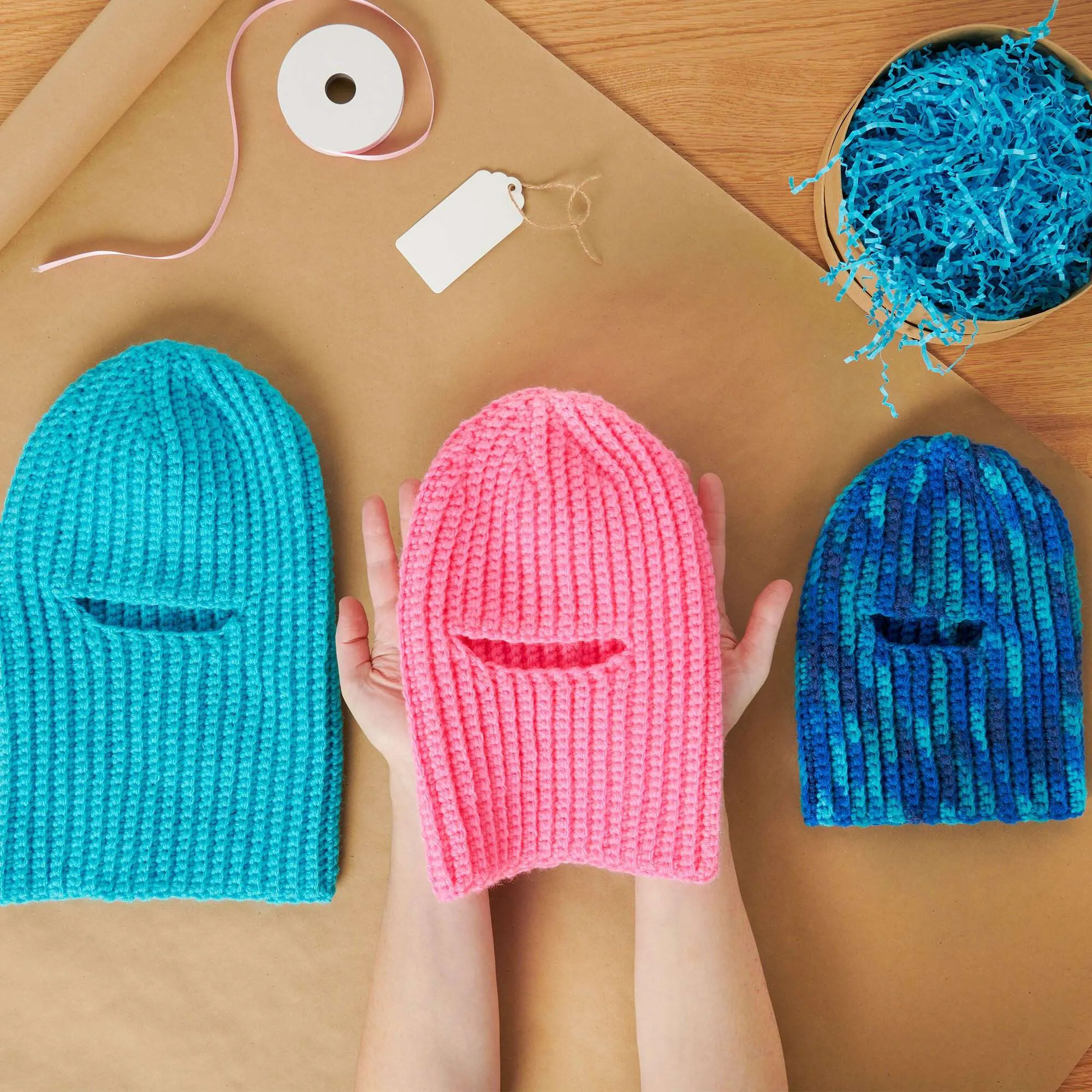 Red Heart Crochet Ribbed Balaclavas For All