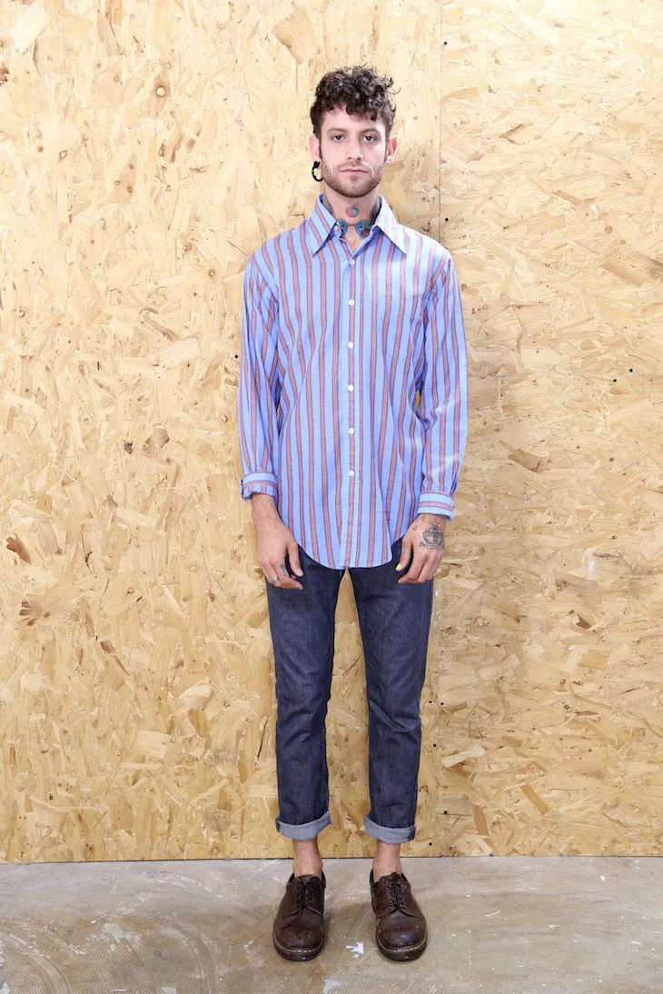 Retro Pastel Striped Dress Shirt