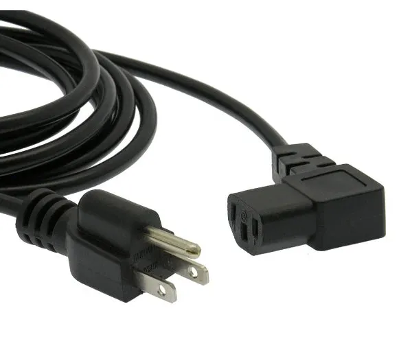 Right Angle Computer Power Cord SVT 18/3 Rated, 5-15P to C13