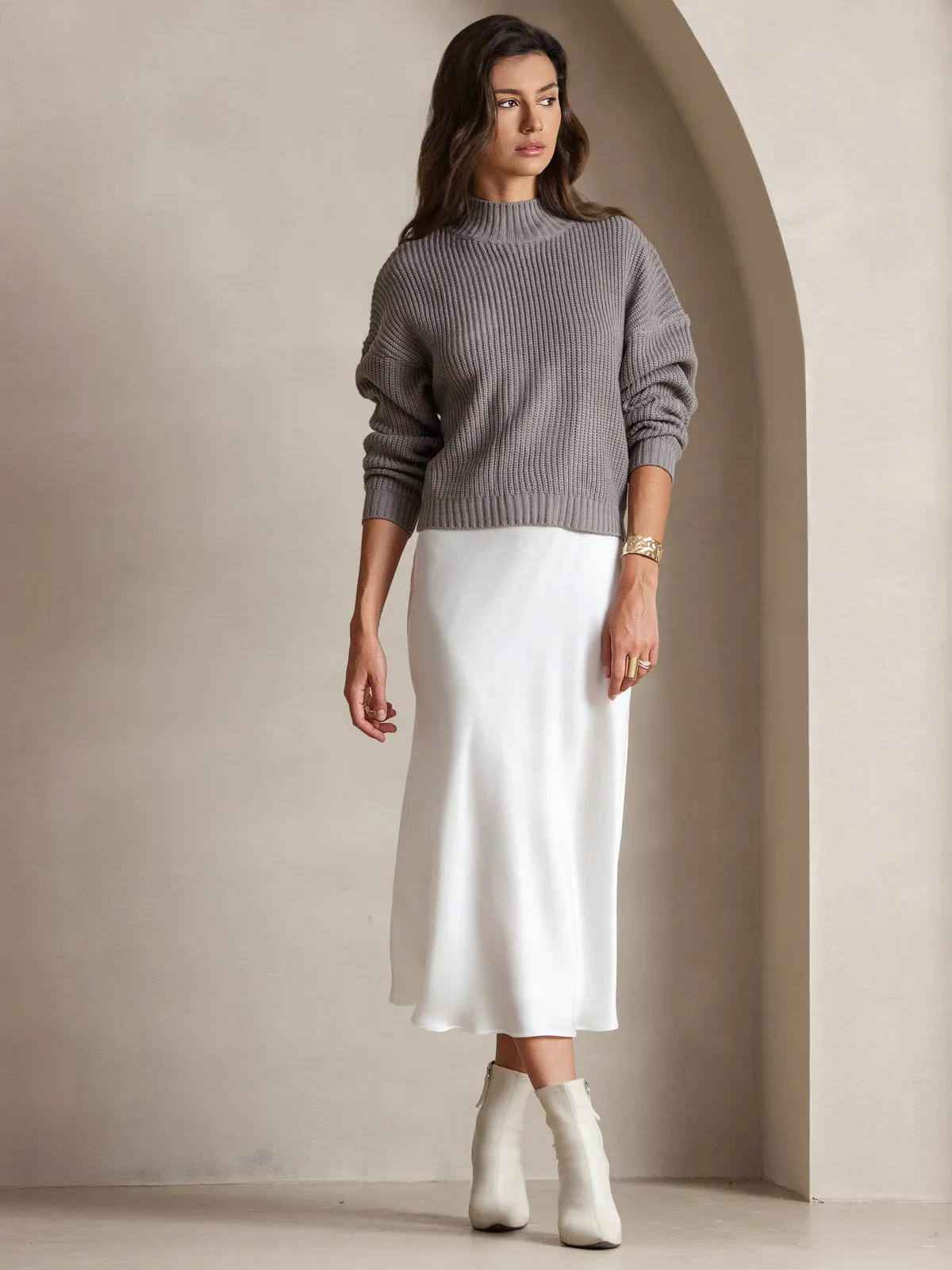 Robe Longue en Soie avec Bretelles Spaghetti