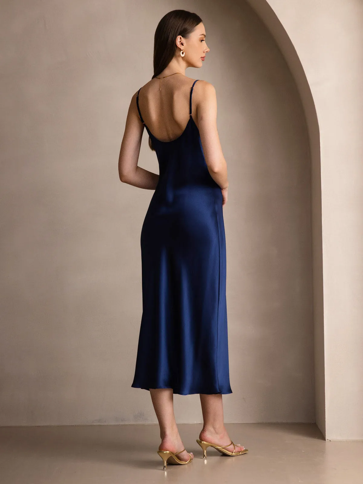 Robe Longue en Soie Pure avec Bretelles Spaghetti