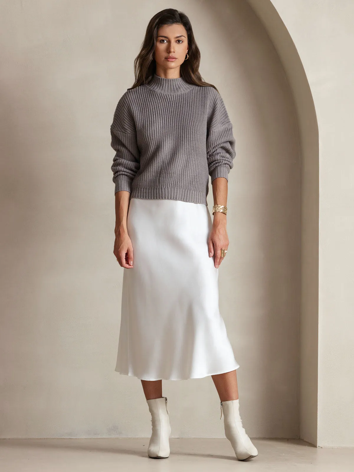 Robe Longue en Soie Pure Uni avec Bretelles Spaghetti