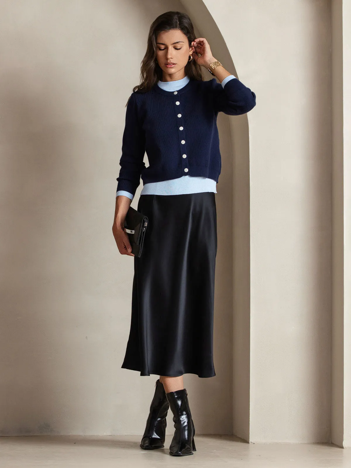 Robe Longue en Soie Pure Uni avec Bretelles Spaghetti