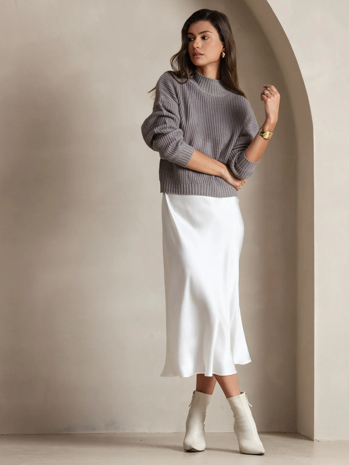 Robe Longue en Soie Pure Uni avec Bretelles Spaghetti