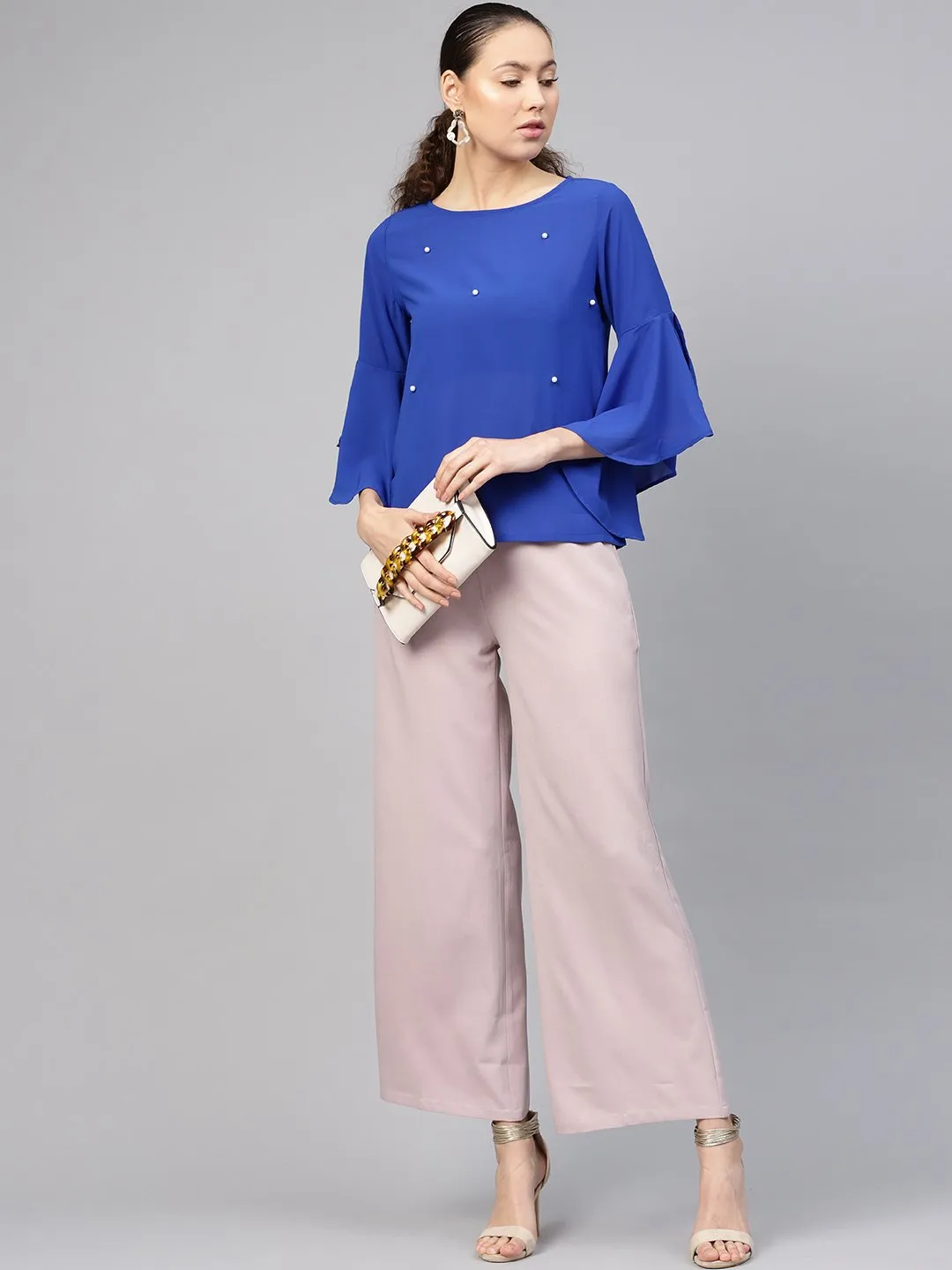 Royal Blue Pearl Studded Top