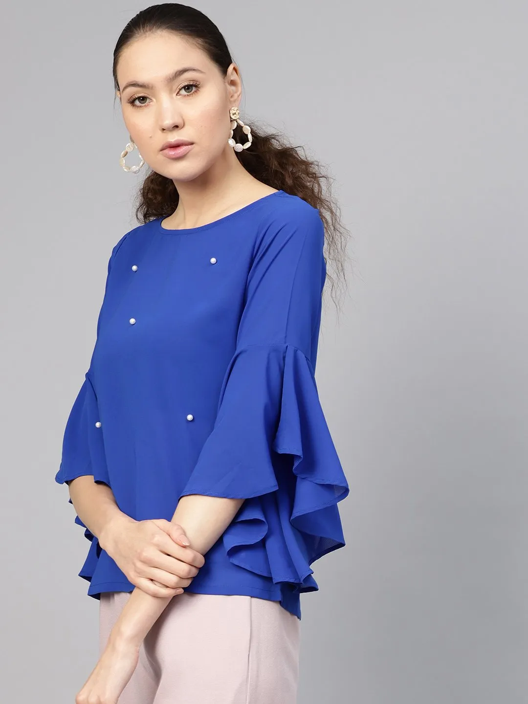 Royal Blue Pearl Studded Top