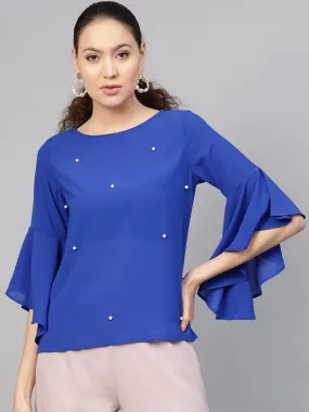 Royal Blue Pearl Studded Top
