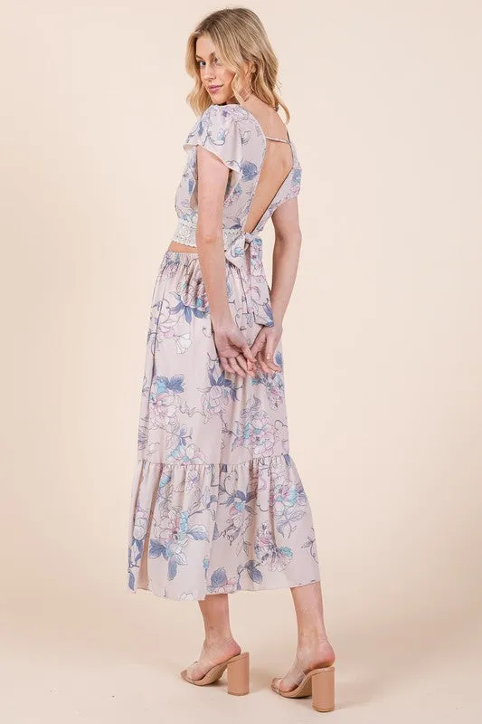 Ruffle Bottom Floral Print Skirt
