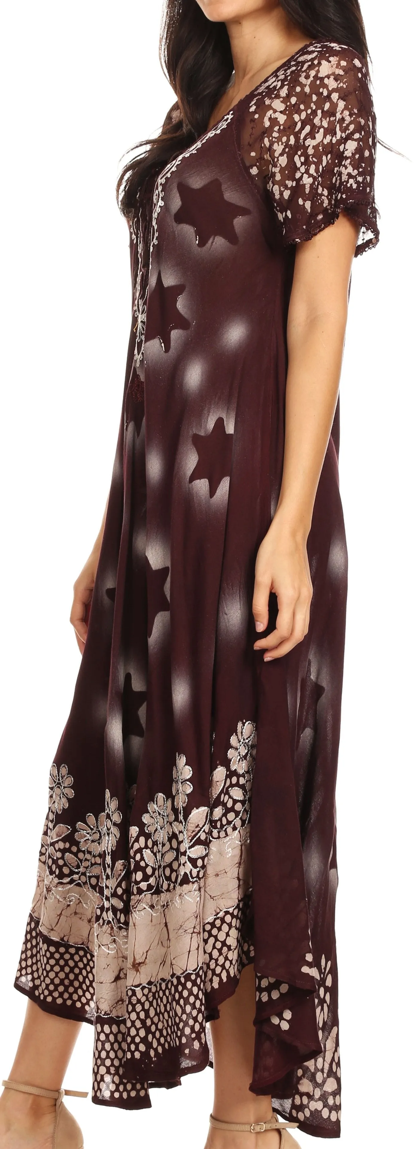 Sakkas Marga Women Maxi Summer Caftan Swimsuit Beach Cover Up Dress with Lace