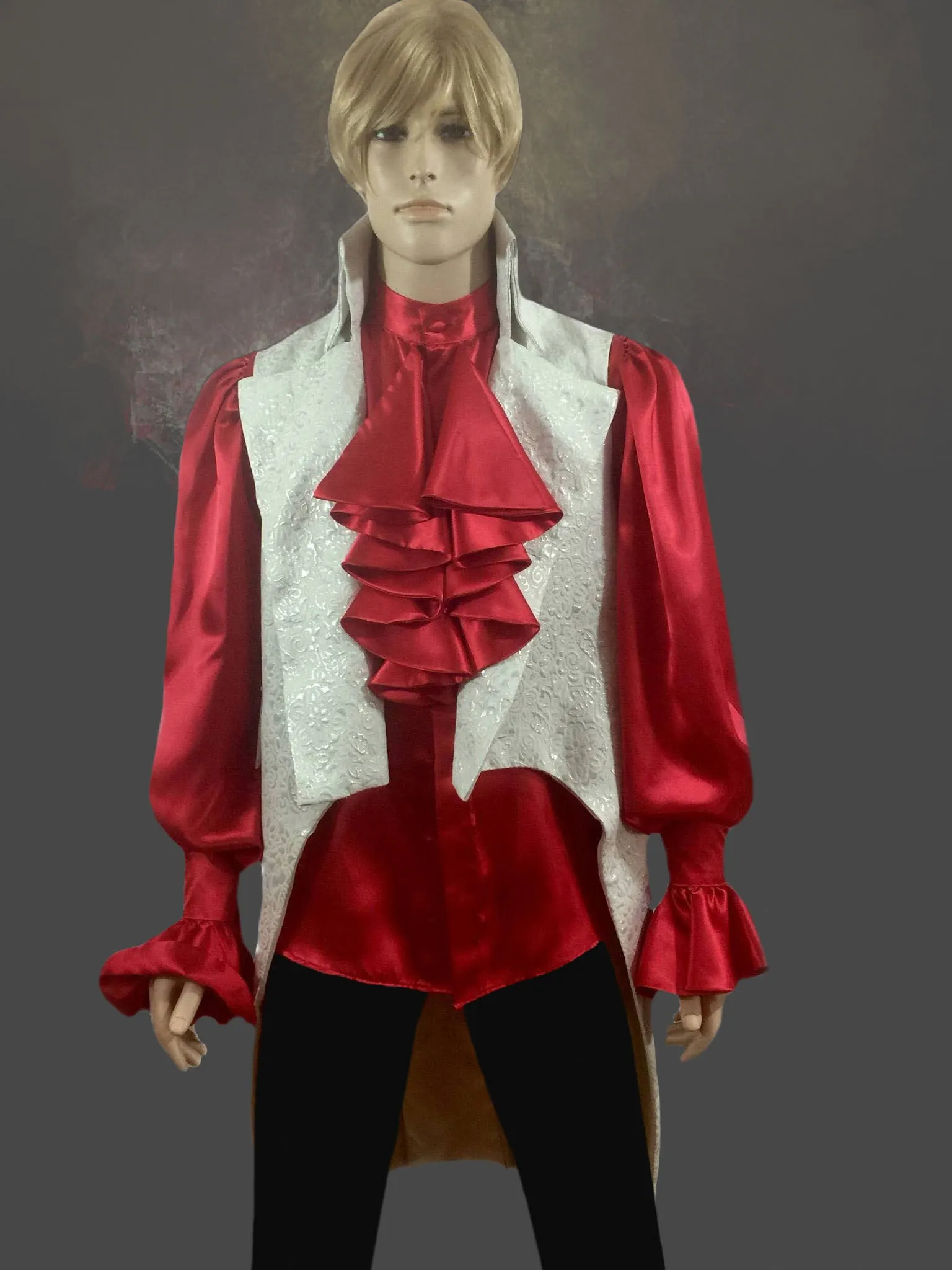 Satin Front Cascade Men's Ruffle Shirt