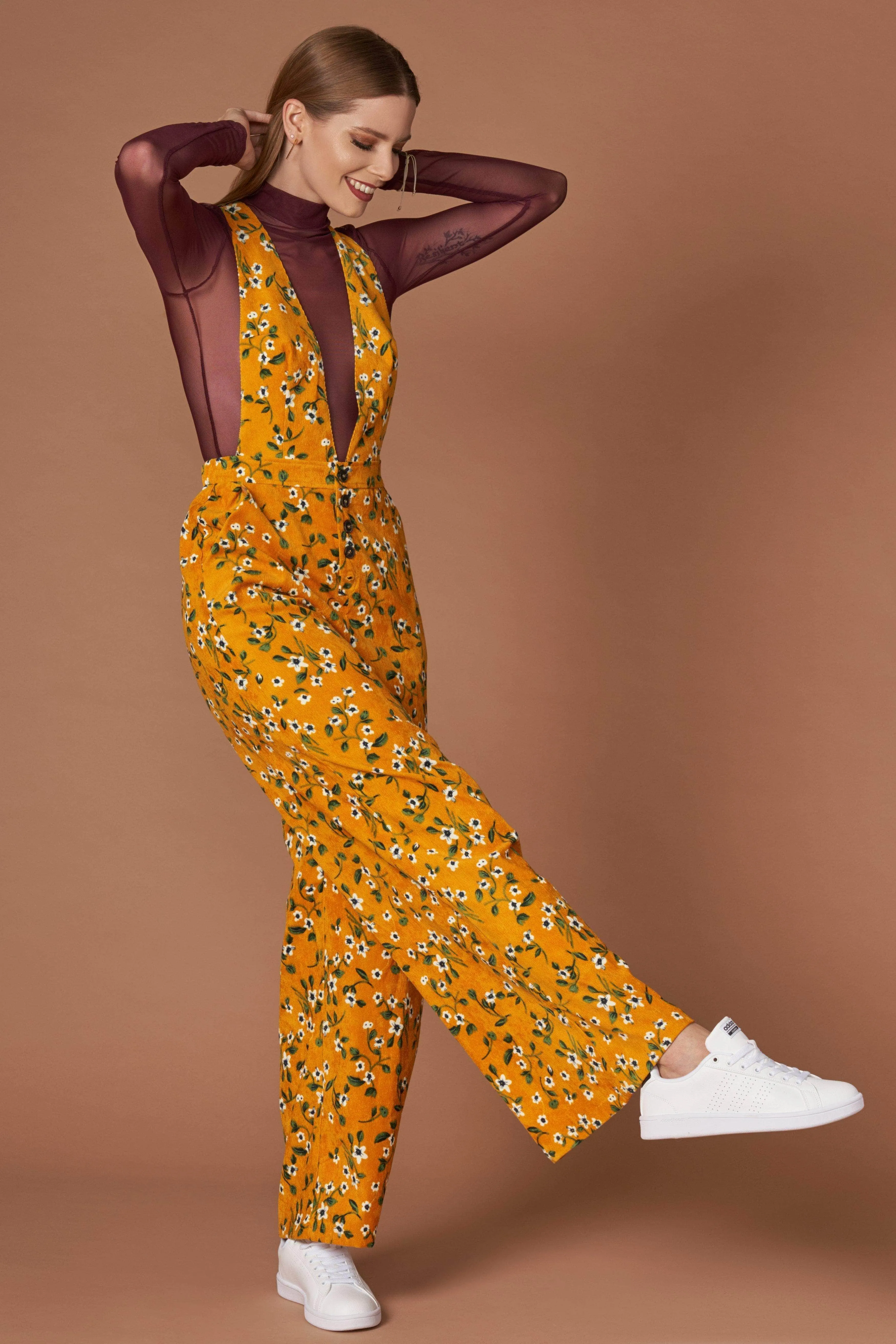 Sia Mustard Floral Print Jumpsuit