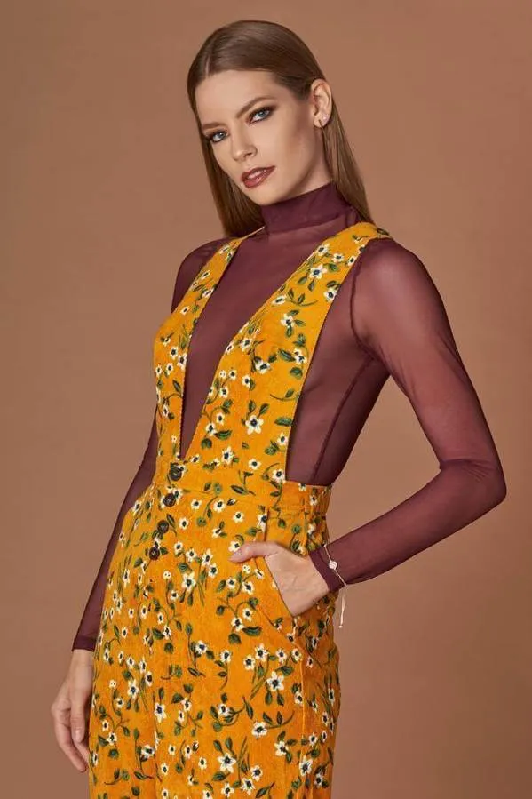 Sia Mustard Floral Print Jumpsuit