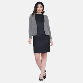 Silver Grey Swiss Dots Polyester  Workwear Jacket