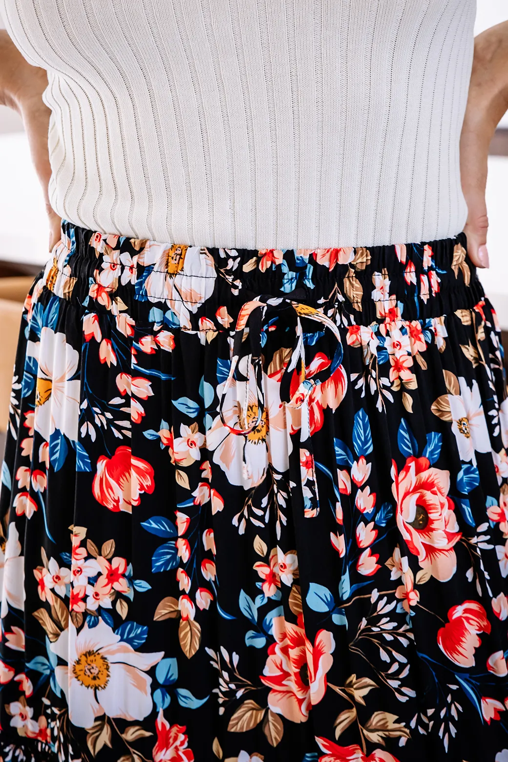 Sloan Maxi Skirt Rosetta Print Black