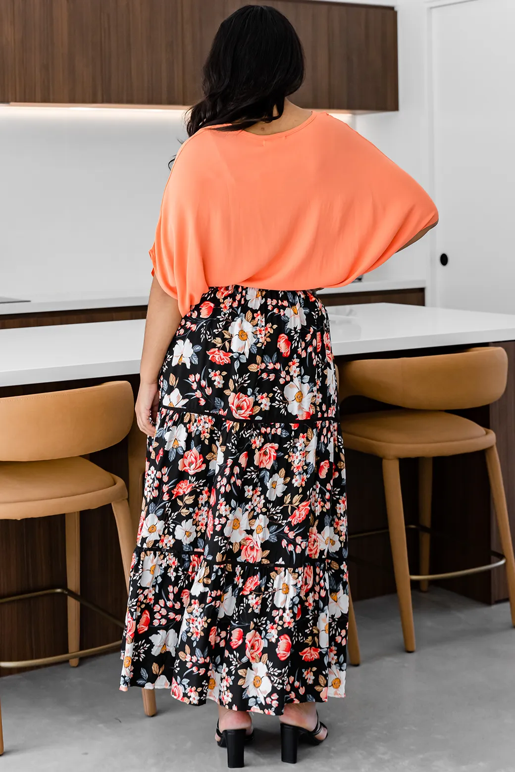 Sloan Maxi Skirt Rosetta Print Black