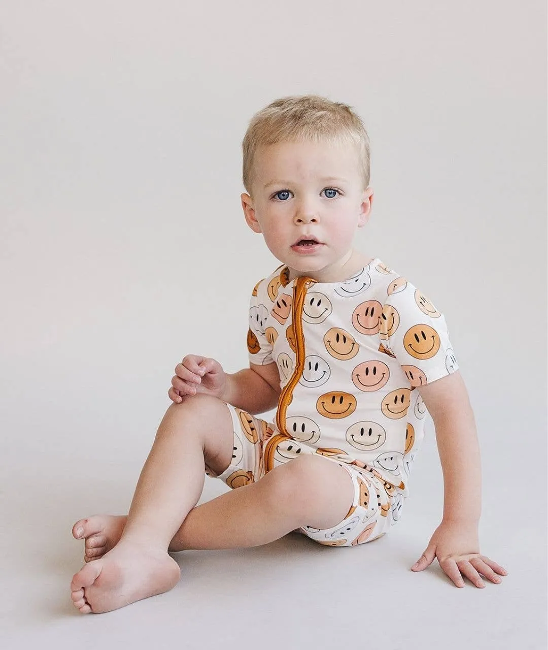 Smiley Bamboo Short Romper | Copper