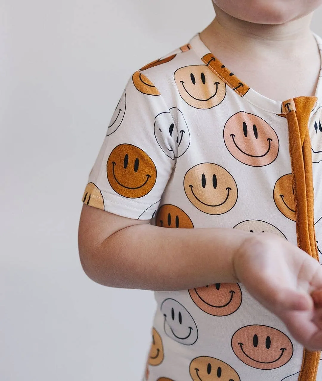 Smiley Bamboo Short Romper | Copper