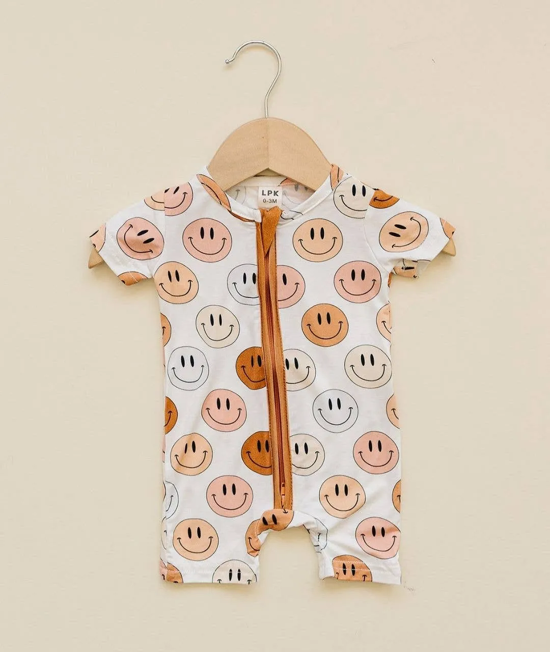 Smiley Bamboo Short Romper | Copper