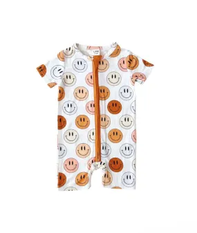 Smiley Bamboo Short Romper | Copper
