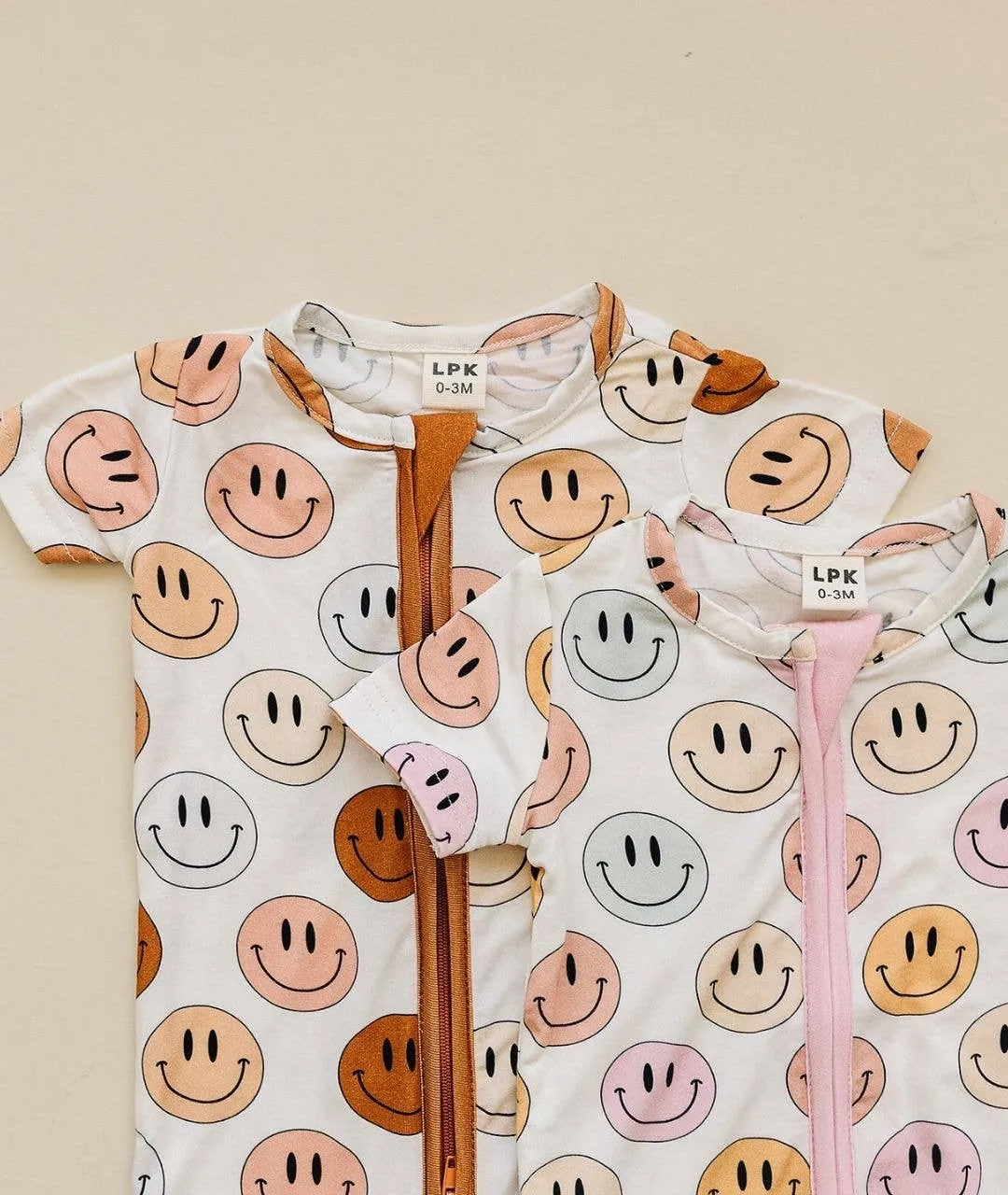 Smiley Bamboo Short Romper | Copper