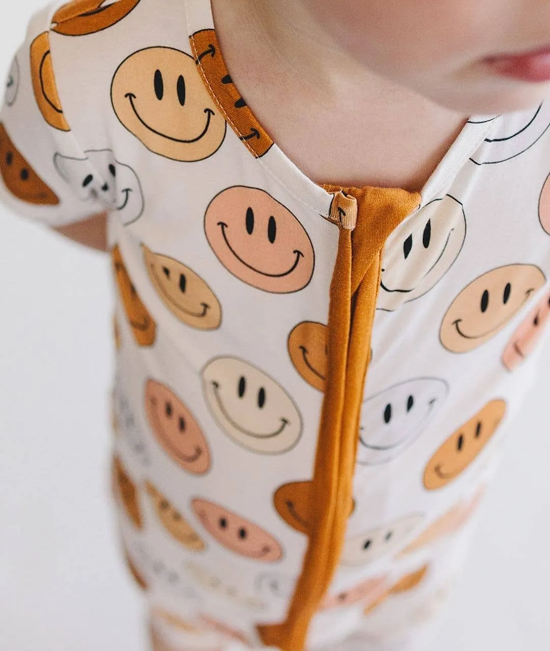 Smiley Bamboo Short Romper | Copper
