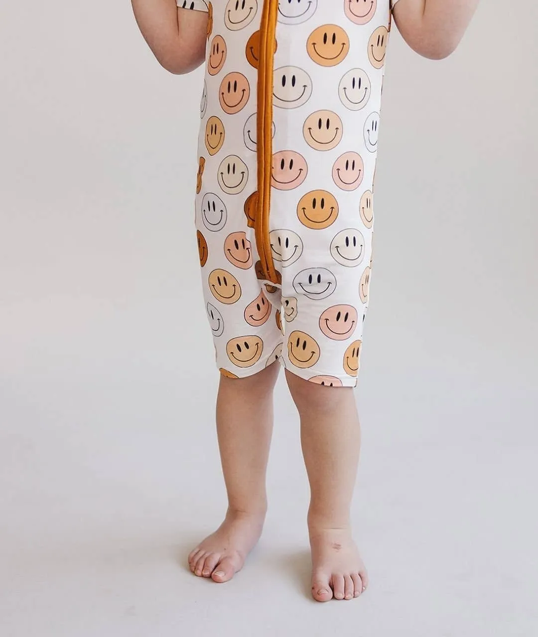 Smiley Bamboo Short Romper | Copper