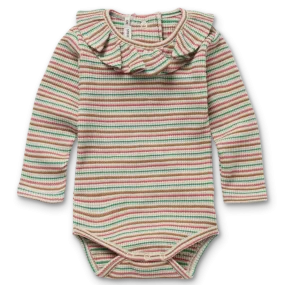 Sproet & Sprout Romper Collar Waffle Stripe | Ivory