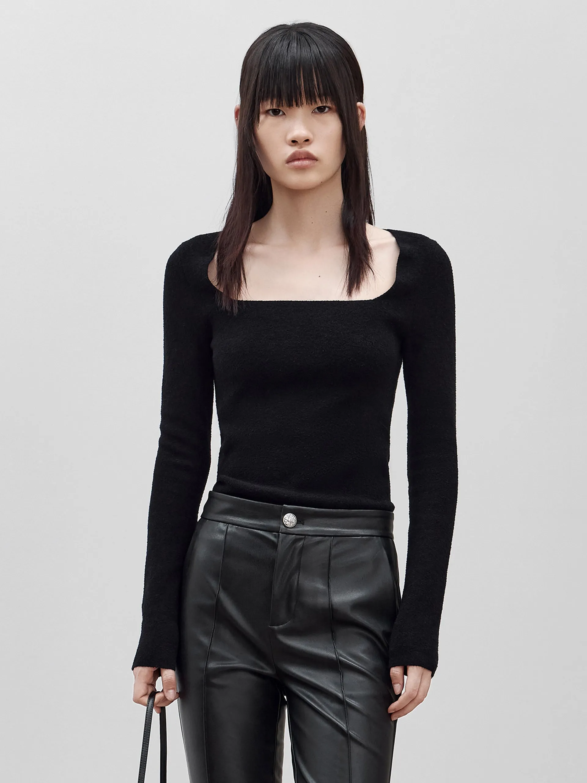 Square Neck Slim Fit Knit Top