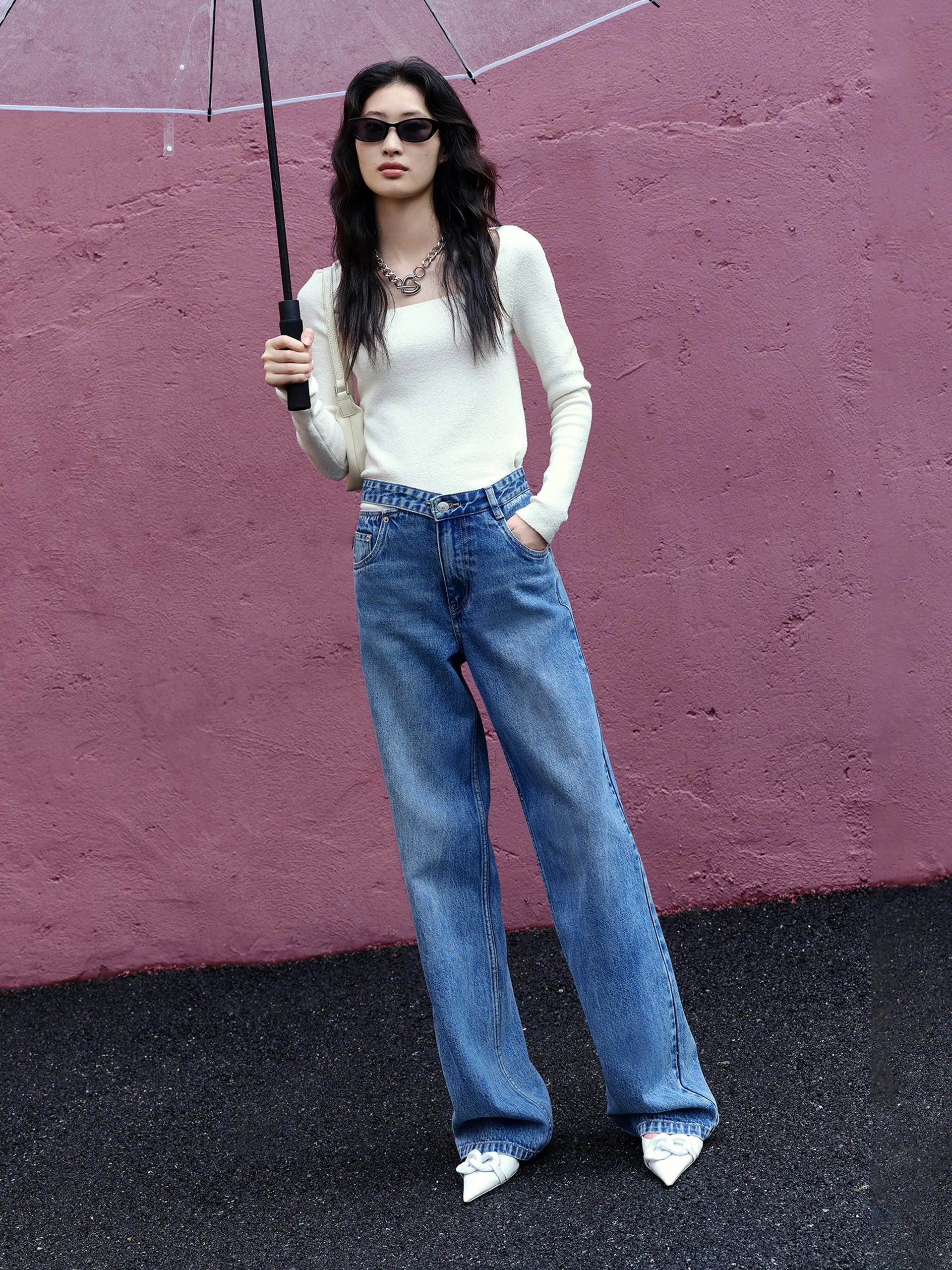 Square Neck Slim Fit Knit Top