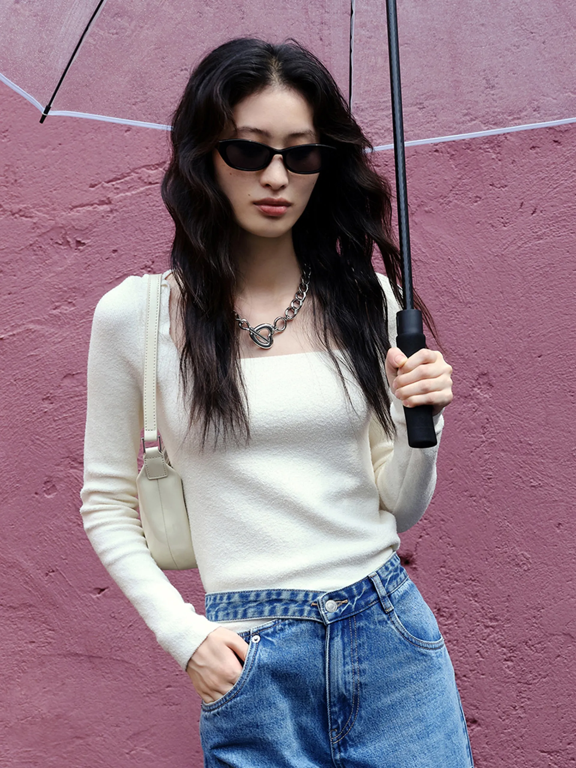 Square Neck Slim Fit Knit Top