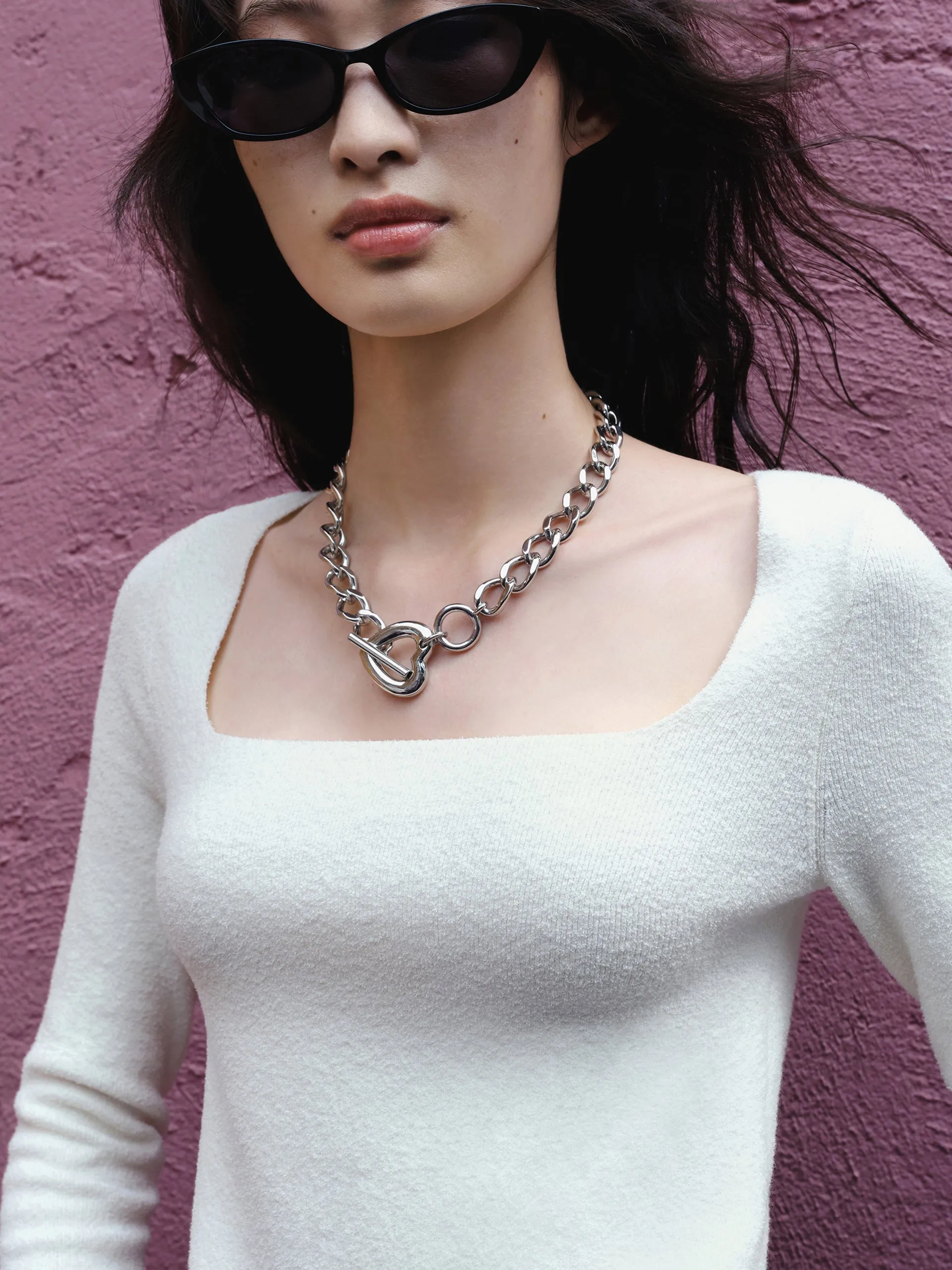 Square Neck Slim Fit Knit Top