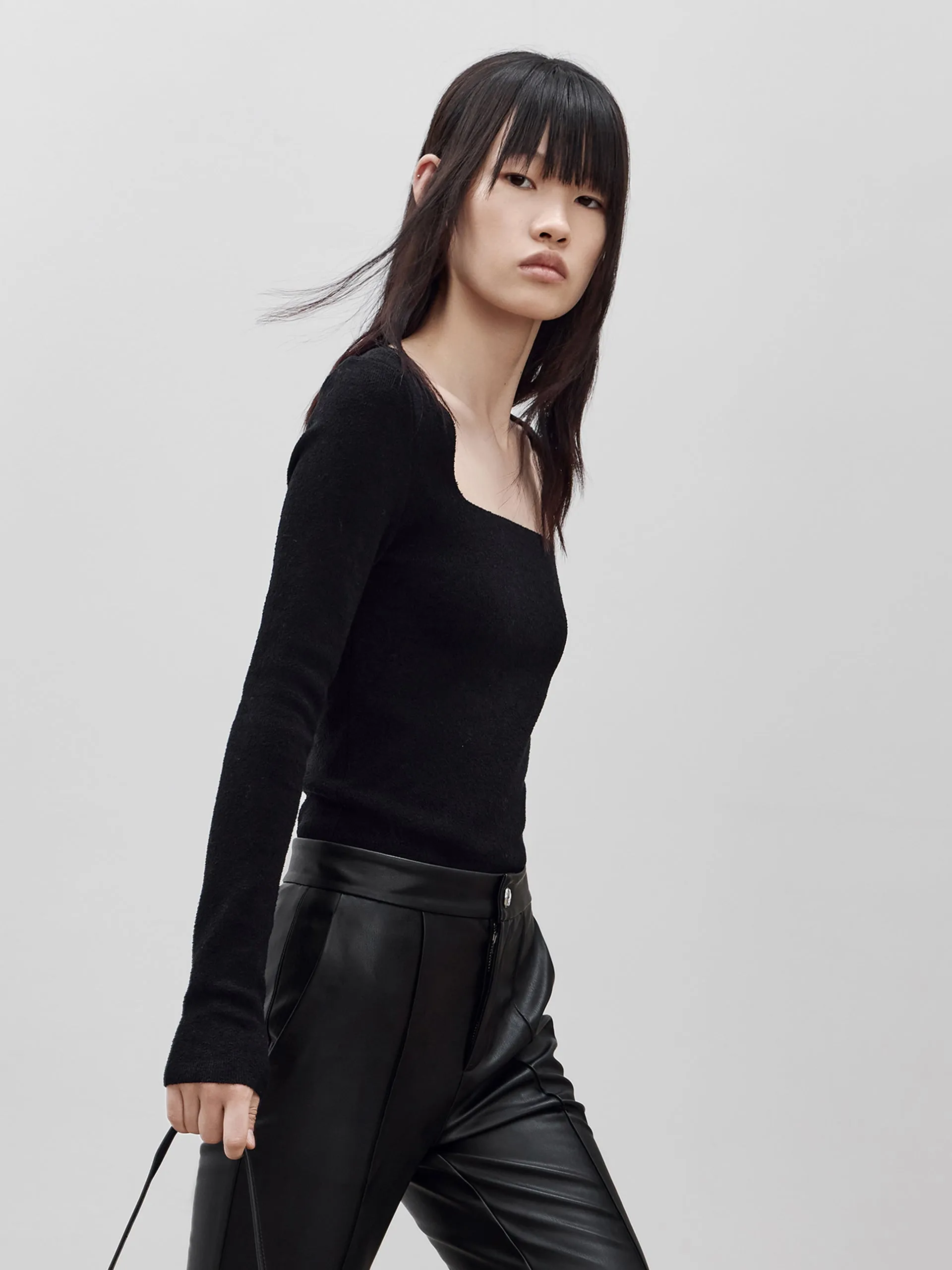 Square Neck Slim Fit Knit Top