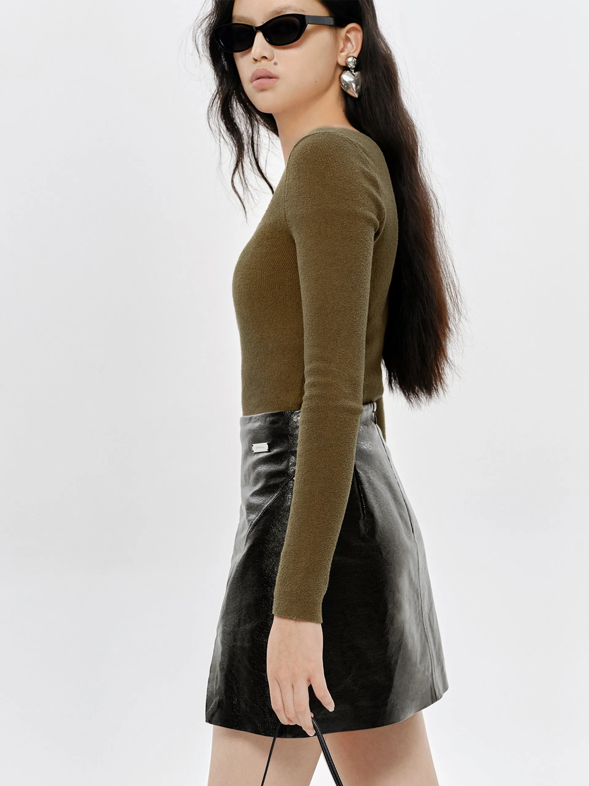 Square Neck Slim Fit Knit Top