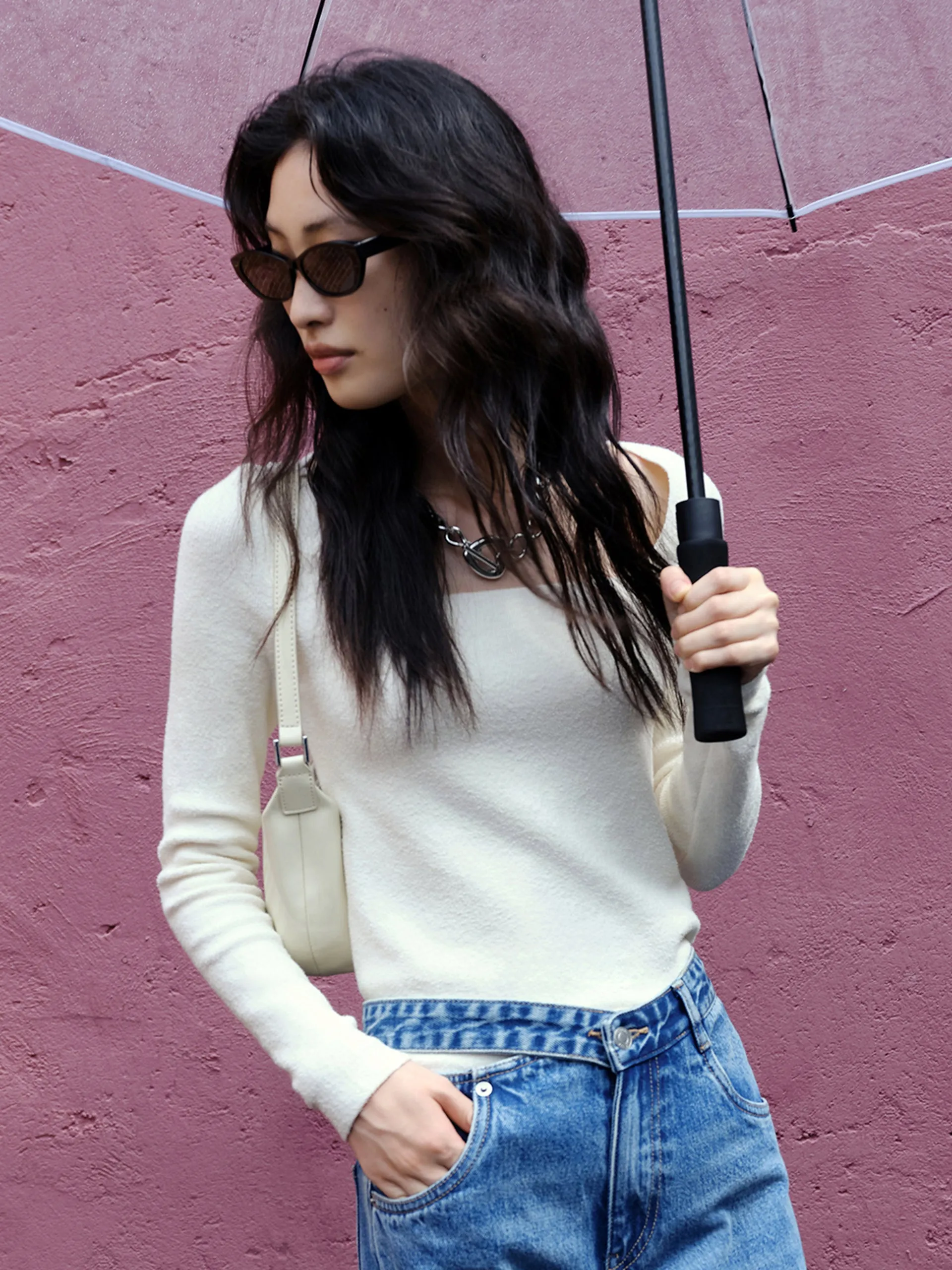 Square Neck Slim Fit Knit Top