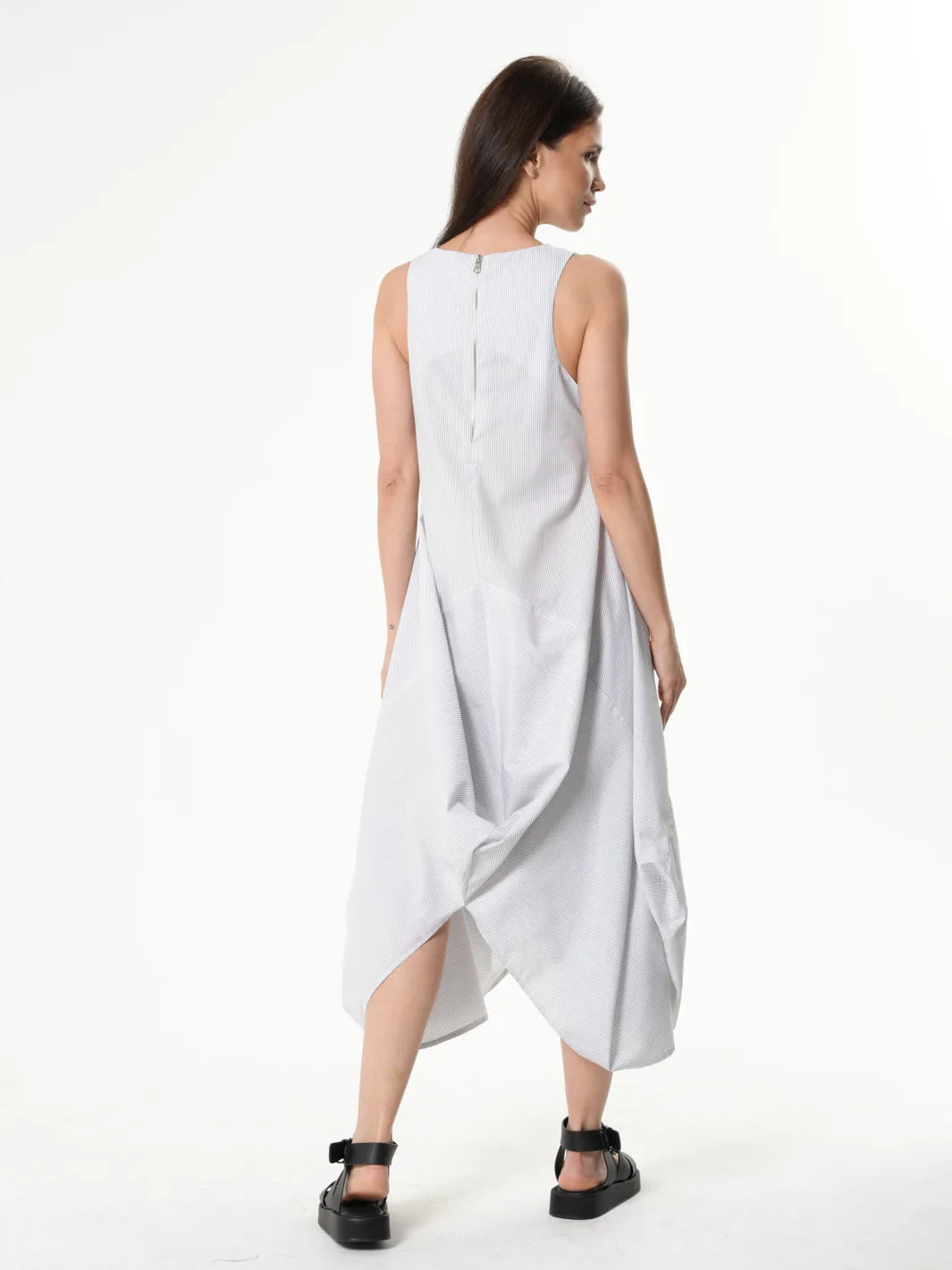 Striped Asymmetric Sleeveless Dress