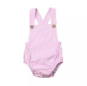Striped Summer Romper - Pink & White