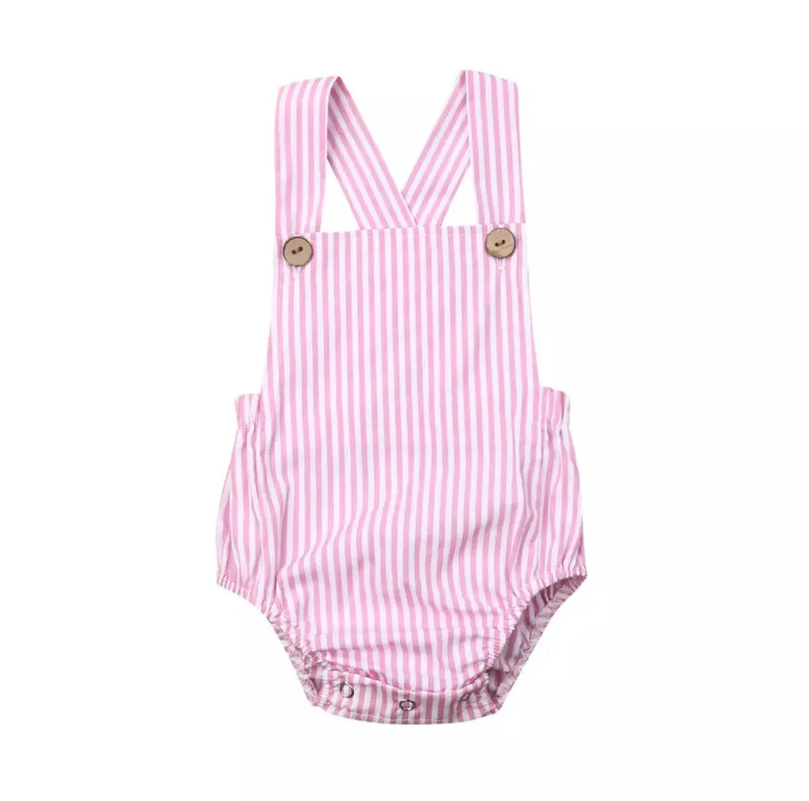 Striped Summer Romper - Pink & White