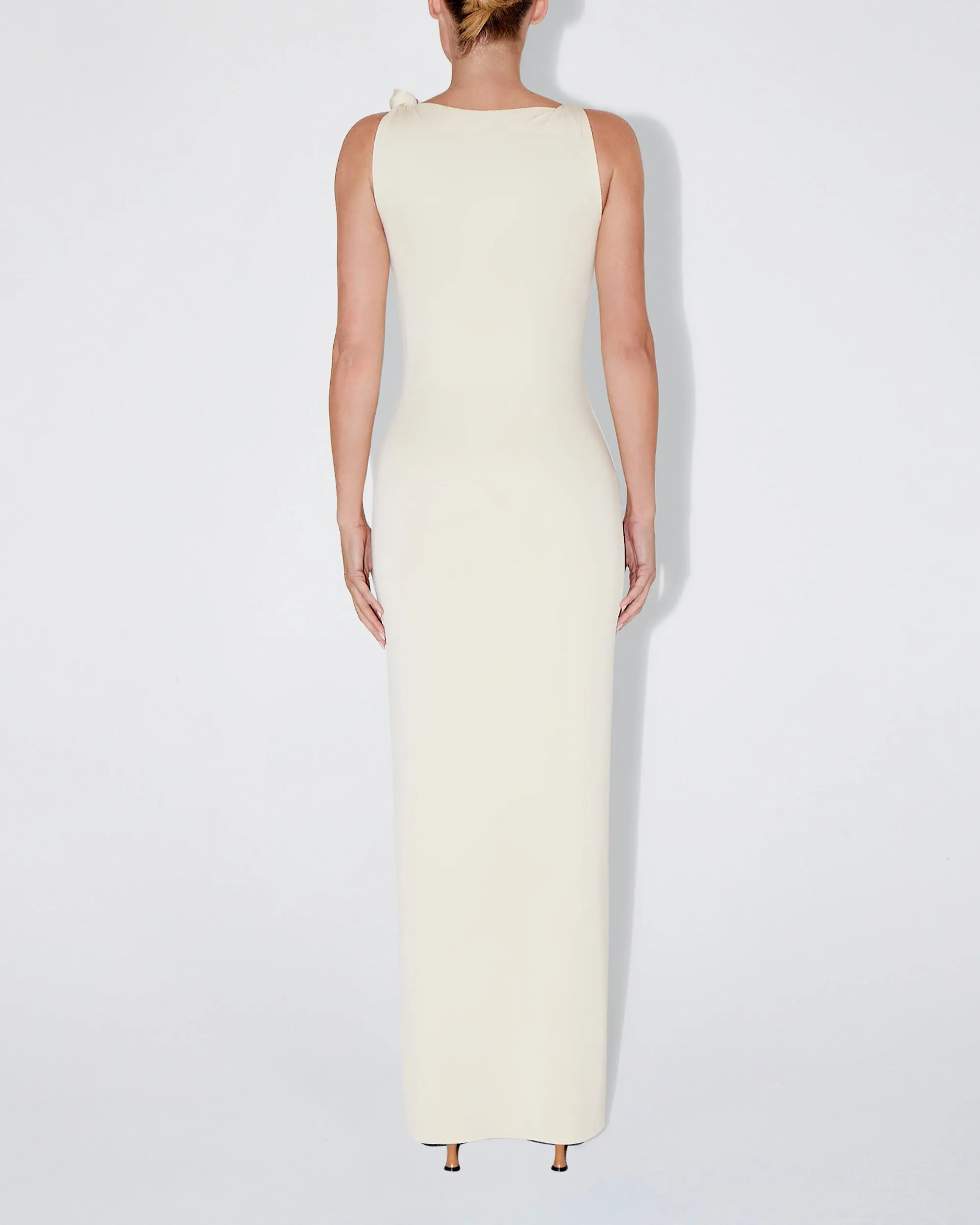 Sueded Stretch Knotted Maxi Dress | Stone