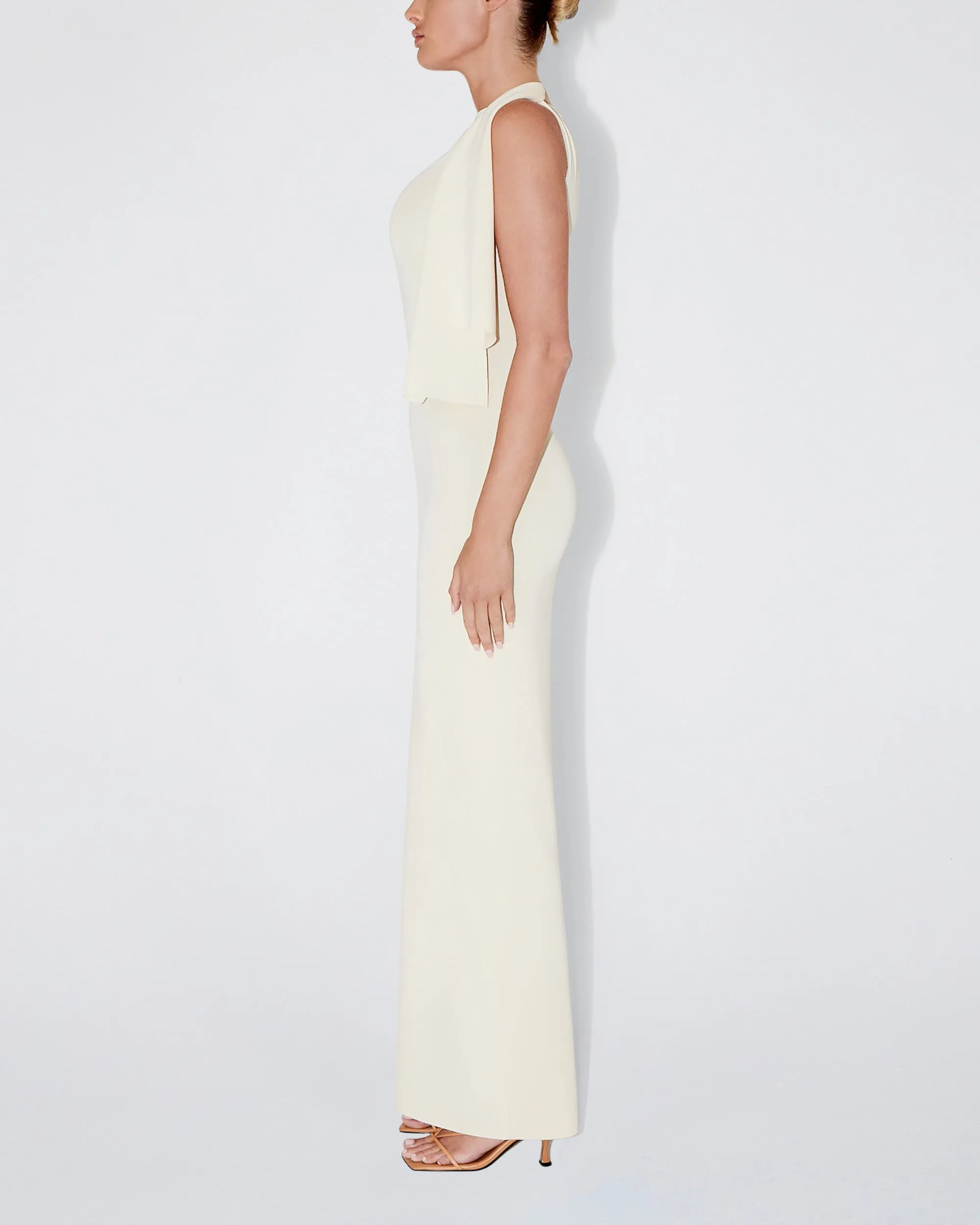 Sueded Stretch Knotted Maxi Dress | Stone