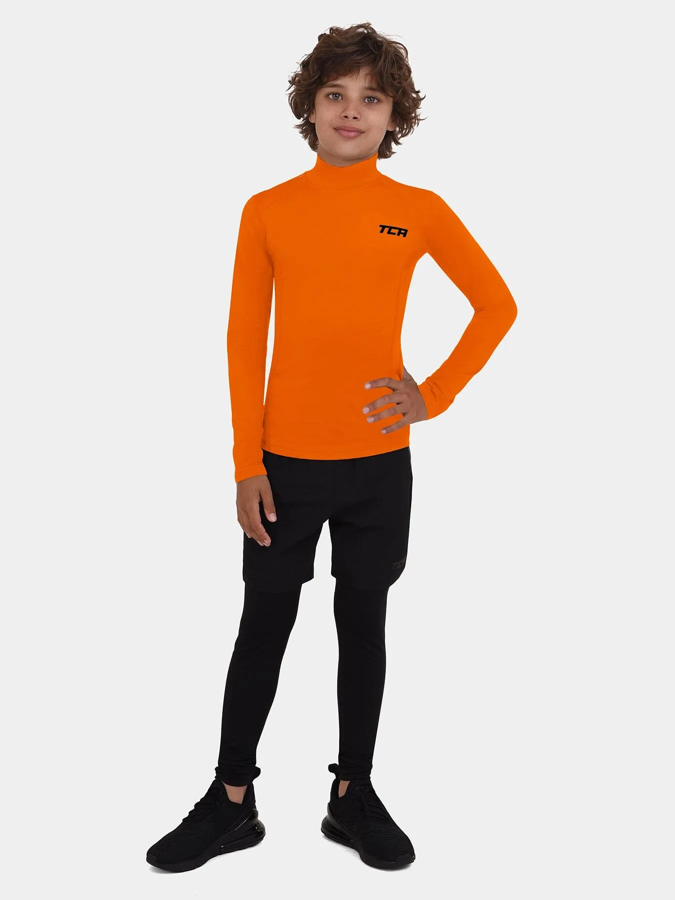 SuperThermal Compression Base Layer Long Sleeve Mock Neck For Boys With Brushed Inner Fabric
