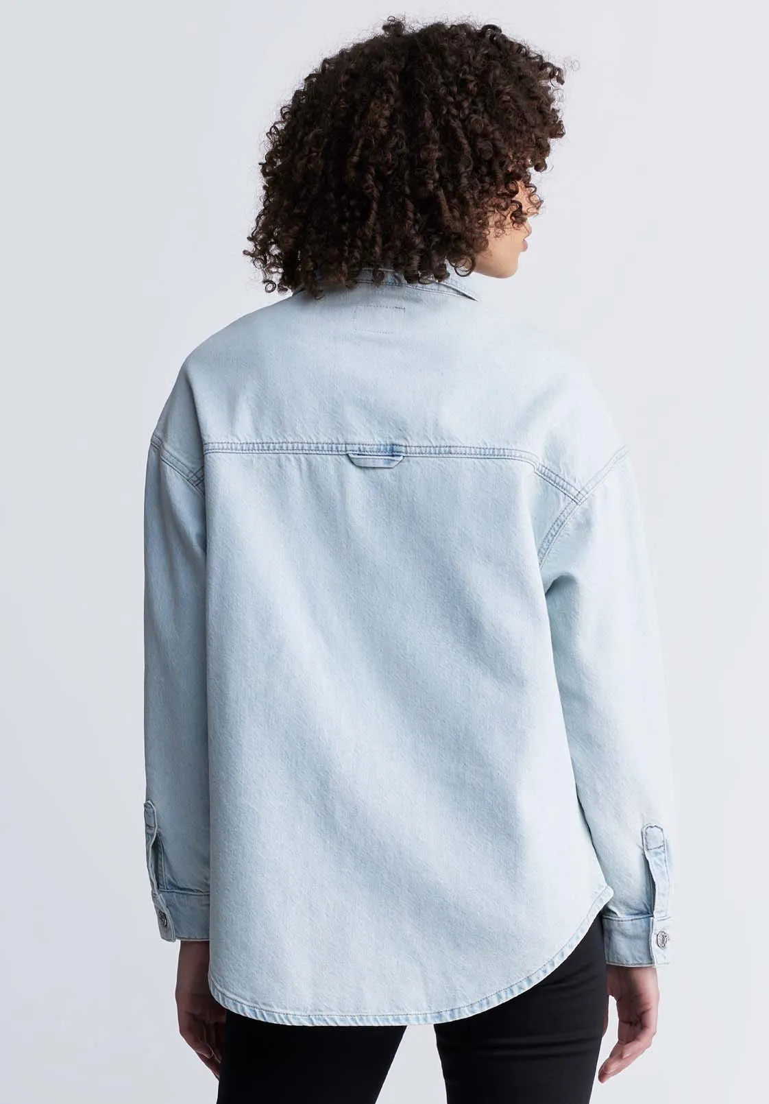 Sydney Women's Denim Shacket in Bleached Blue - BL15947