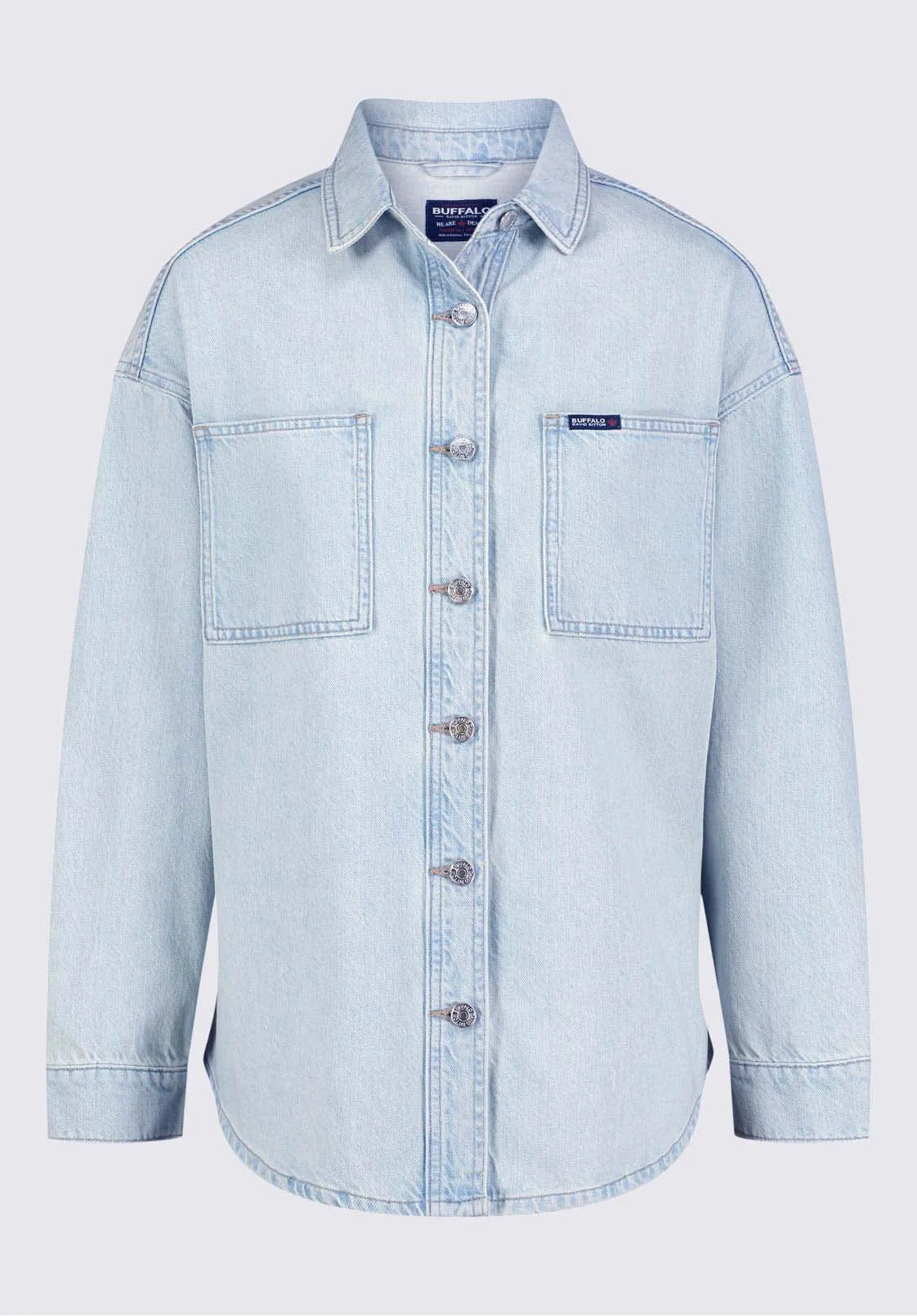 Sydney Women's Denim Shacket in Bleached Blue - BL15947