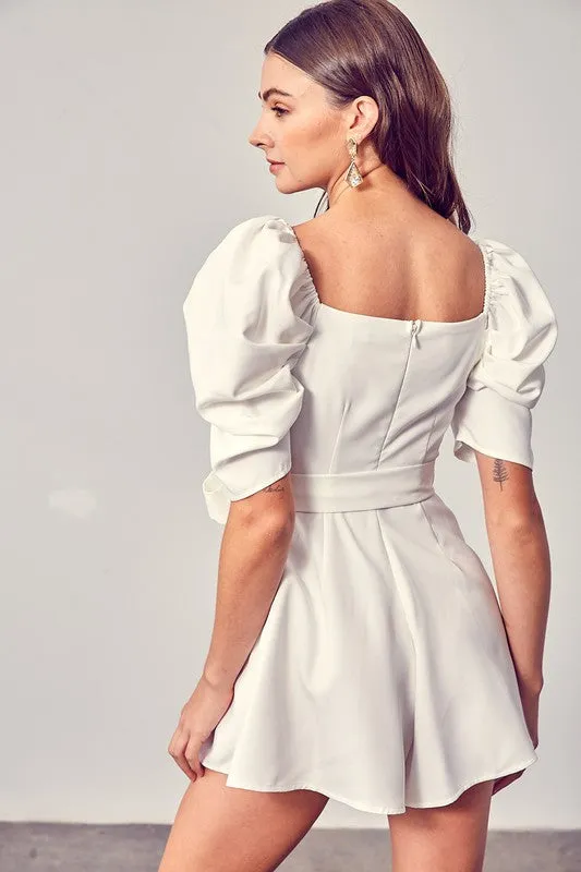 TEEK - Off-White Wrap Front Side Tie Romper